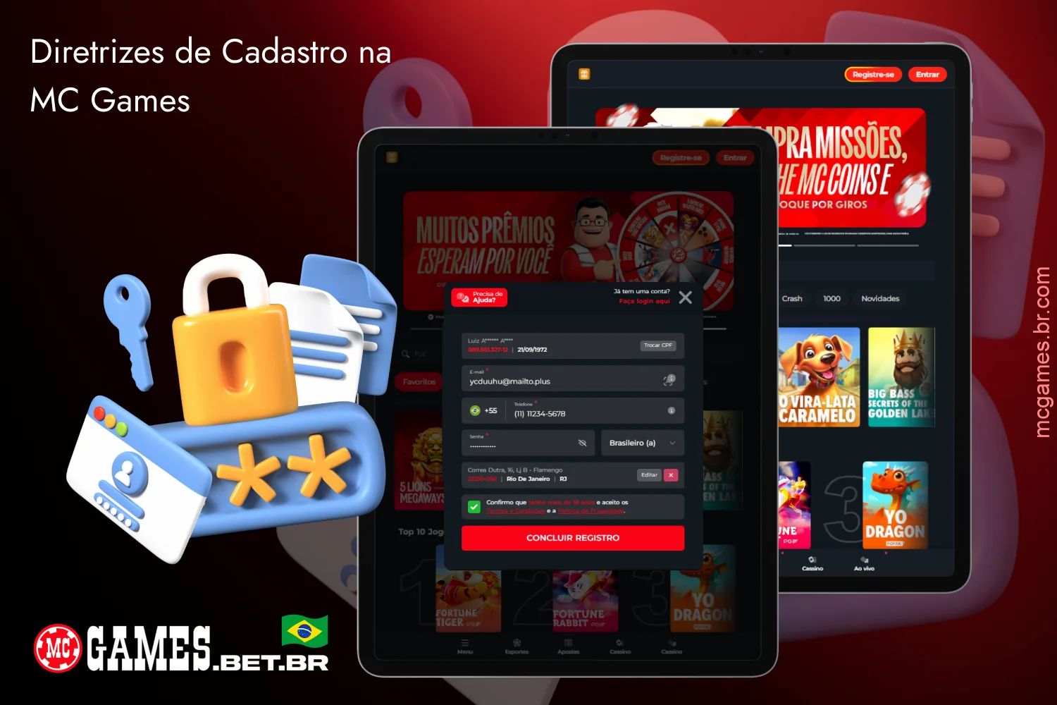 O cadastro rápido no MC Games permite que usuários do Brasil tenham acesso a todas as funcionalidades e recursos da plataforma