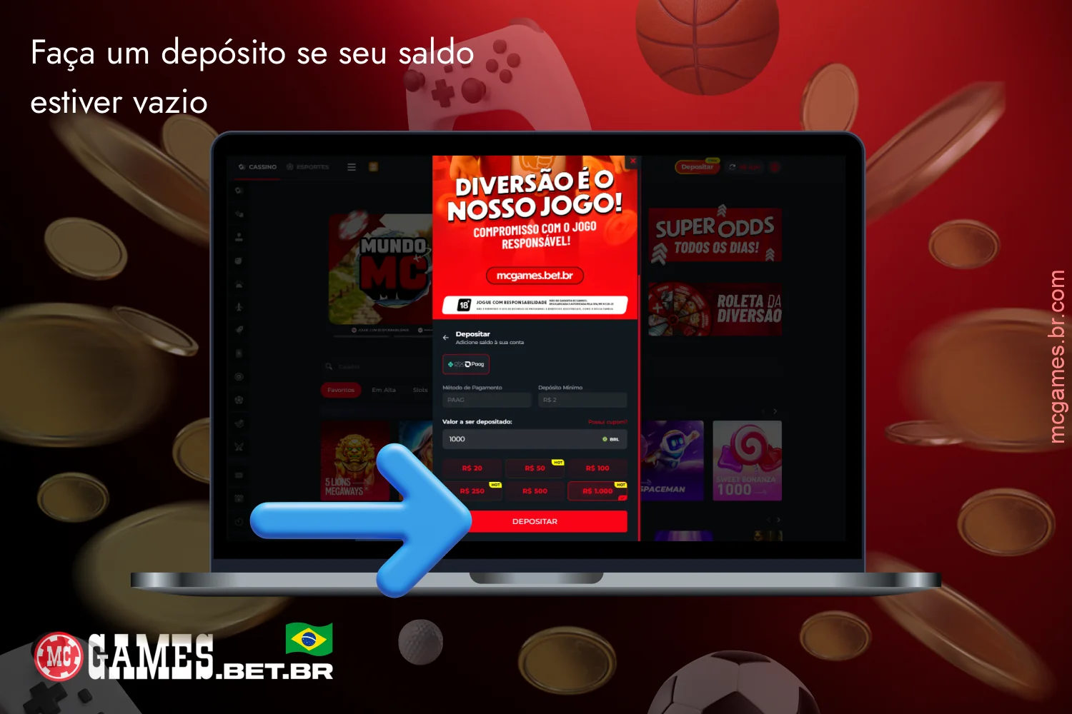 Faça um depósito no MC Games