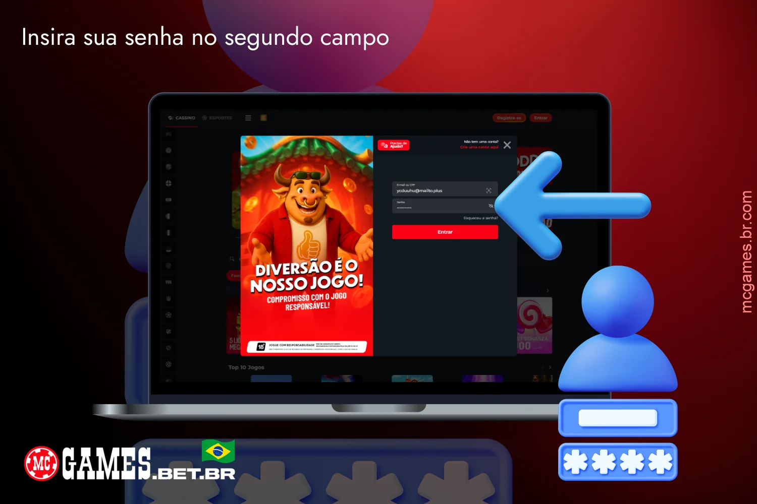 Para fazer login no MC Games, os usuários brasileiros devem inserir a senha cadastrada